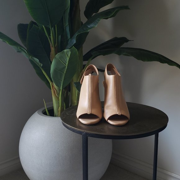 Leather Peep toe sling back booties - Picture 2 of 6